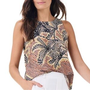 NIC + ZOE Dotty Palm Printed Knit Tank | Size Small